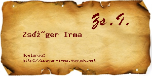 Zséger Irma névjegykártya